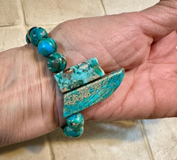 Handmade Chrysocolla Beaded Bracelet - image 4