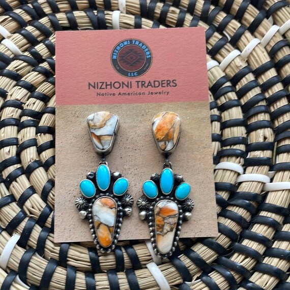Navajo Spice, Turquoise & Sterling Silver Dangle … - image 1