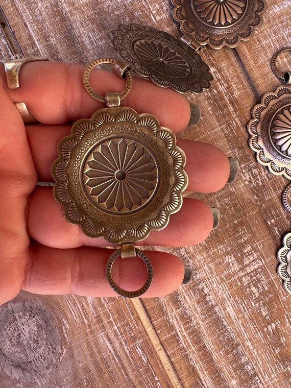 Handmade Nickel Silver Concho Belt 42" - image 4