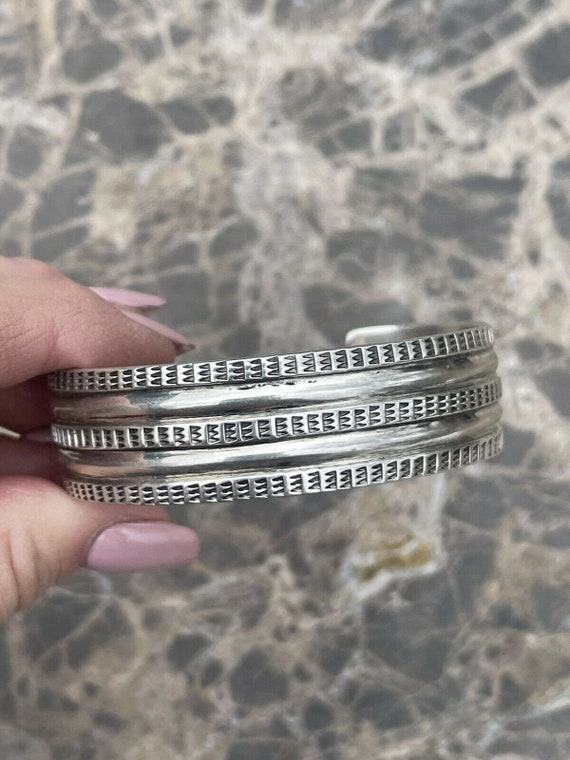 Navajo Sterling Silver Tribal Style Hand Stamped … - image 3