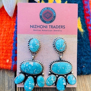 Navajo Türkis & Sterling Silber Cluster Ohrringe