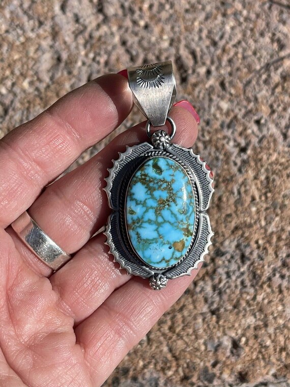 Navajo Number 8 Turquoise & Sterling Silver Elega… - image 2