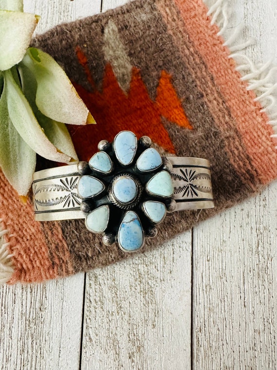 Navajo Golden Hills Turquoise & Sterling Silver C… - image 1