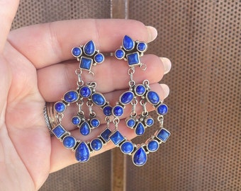 Beautiful Handmade Lapis Dangle Earrings By Dan Dobson