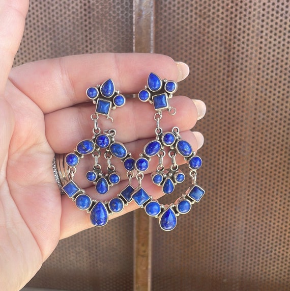 Beautiful Handmade Lapis Dangle Earrings By Dan D… - image 1