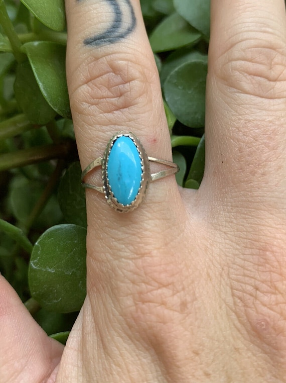 Delicate Navajo Turquoise & Stamped Sterling Silv… - image 1