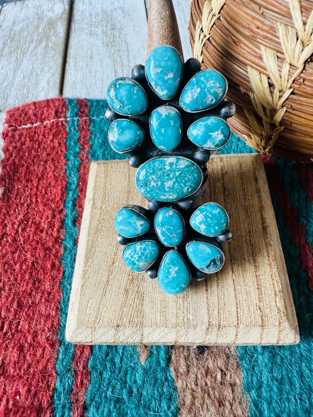 Navajo Sterling Silver & Kingman Turquoise Ring Size 7 - Etsy