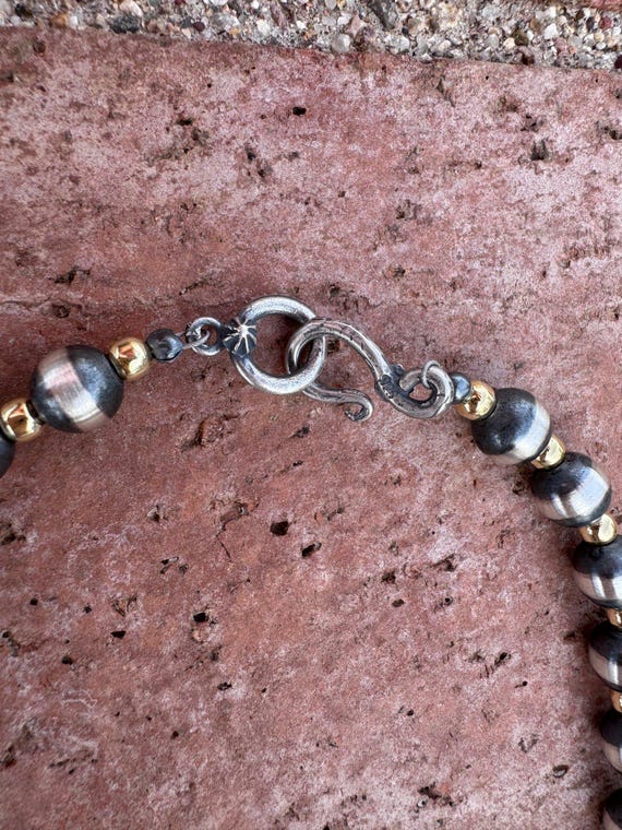 Handcrafted Patterned Gold Overlay & Sterling Sil… - image 6