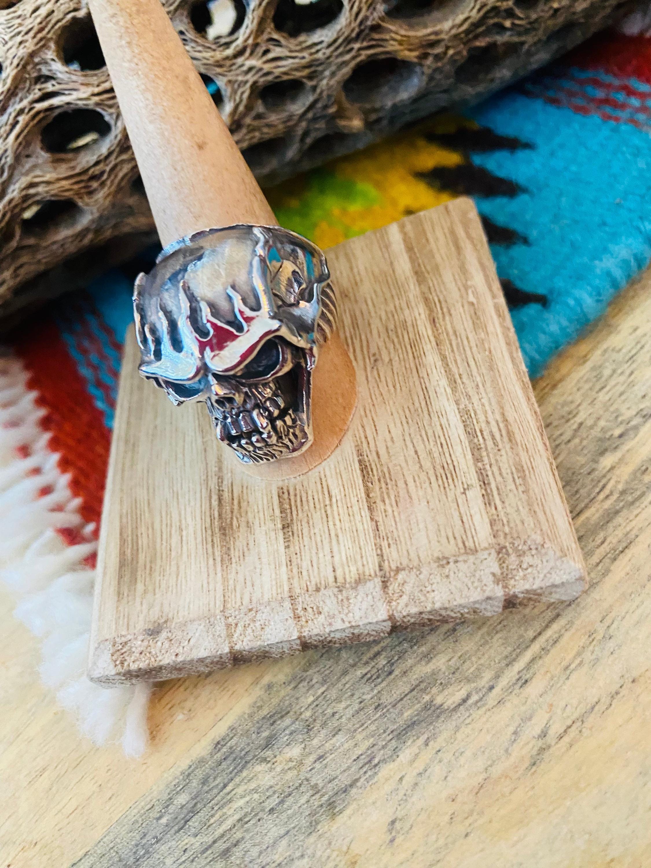 Handmade Sterling Silver Skull Ring Size 8.75 - Etsy