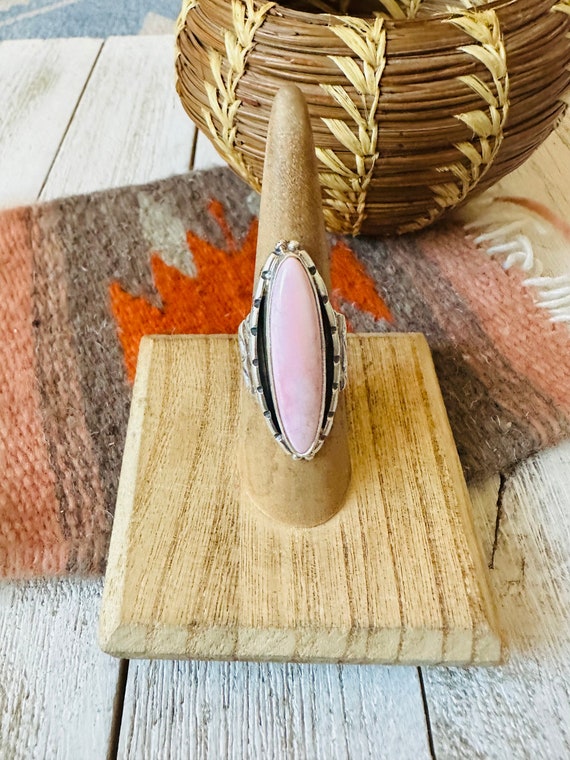 Navajo Sterling Silver & Queen Pink Conch Ring