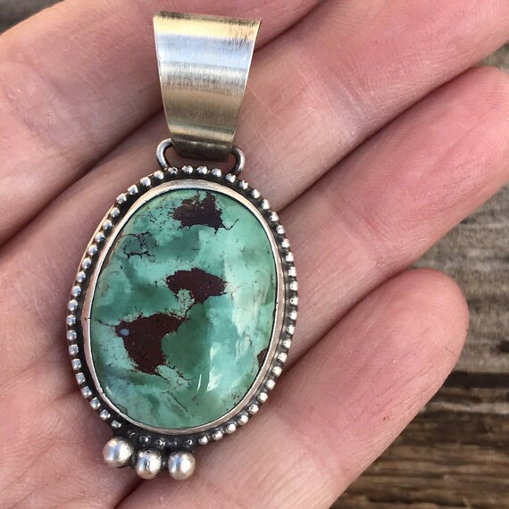 Navajo Turquoise Sterling Silver Pendant - image 4