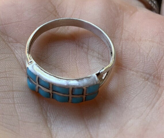 Zuni Sterling Silver Double Turquoise 10 Stone St… - image 5