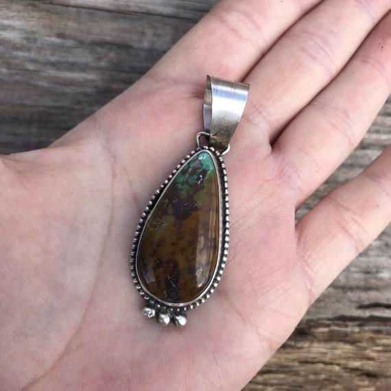 Navajo Turquoise Sterling Silver Pendant - image 4