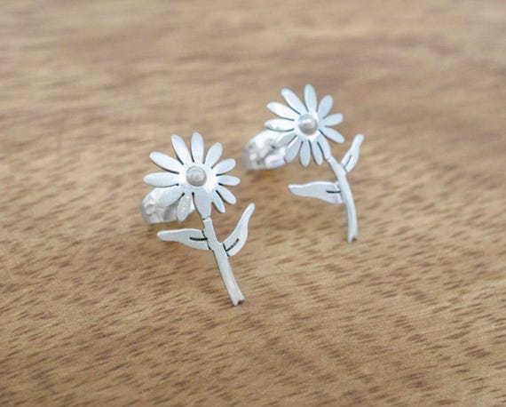 Flower w/ Stem Earrings on Post - image 1