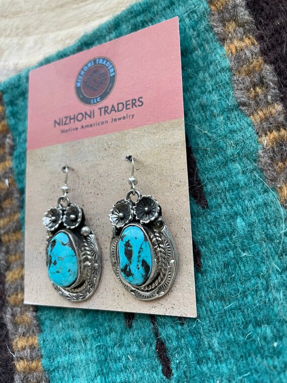 Navajo Kingman Turquoise & Sterling Silver Dangle… - image 4