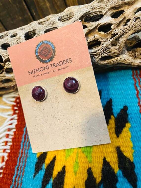 Navajo Charoite And Sterling Silver Stud Earrings - image 4
