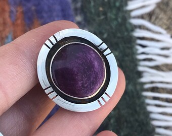 Navajo Purple Spiny Oyster and Sterling Silver Ring Size 5.5 Signed & Stamped