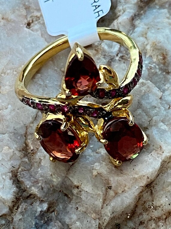 Handcrafted Garnet Ruby Sterling Ring 6 - image 3