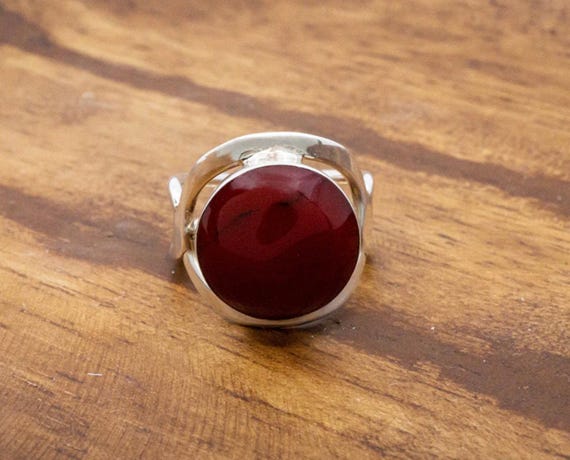 Round Frame Ring w/ Red Jasper Ring - image 2