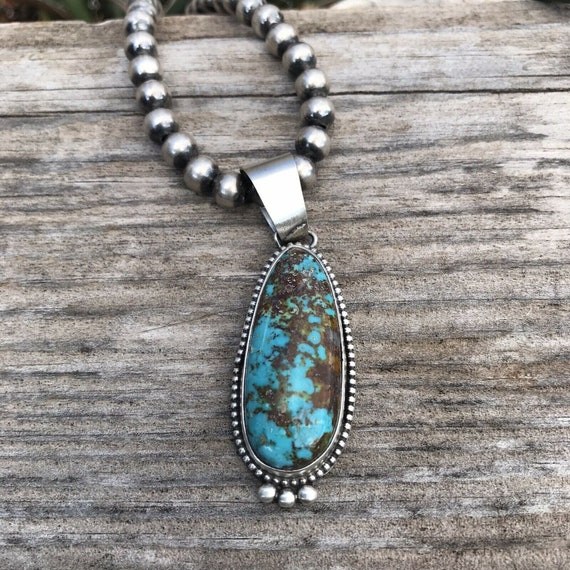 Navajo Turquoise Sterling Silver Pendant - image 2