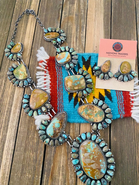 Incredible Native American Navajo Roystong Turquoise Sterling Silver Pillbox Necklace Incredible Native American Navajo Roystong Turquoise Sterling Silver Pillbox Necklace