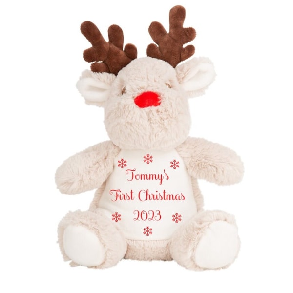Personalised First Christmas Reindeer teddy, Personalised Christmas soft toy, soft plush toy, Christmas, Reindeer, Penguin, Teddy bear