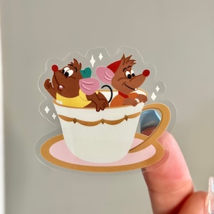 Cinderella sticker / teacup sticker / jaq and gus stickers/Disney phone, laptop stickers