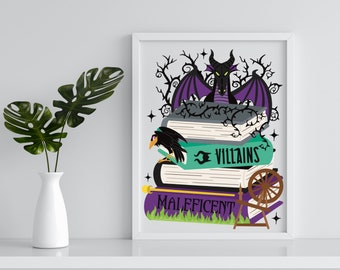Maleficent art print / Dragon / home decor/ book lover themed