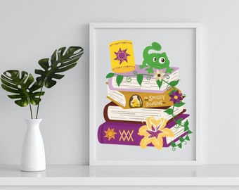 Tangled art print / pascal / home decor/ book lover themed