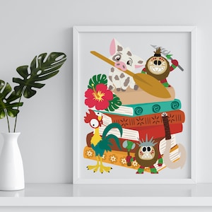 Moana art print / pua and Hei Hei / Kakamora / home decor