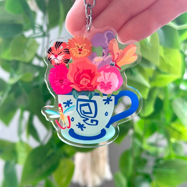 Alice in Wonderland Flowers Keychain / bread butterfly/ mad teacups / Disney theme accessories