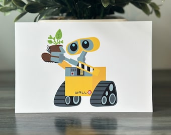 Wall-E holding plant art print / home decor