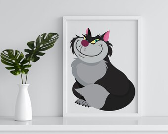Lucifer cat art print / Cinderella art print