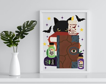 Hocus Pocus print / Halloween decor / Book Lovers theme/ home decor