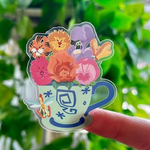 Alice in Wonderland Flowers Sticker  / bread butterfly/ clear sticker / teacup sticker / Disney laptop stickers/ phone, water bottle decal /