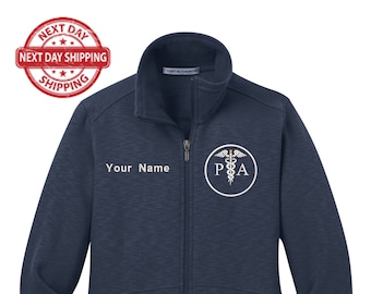 Personalized Embroidery Fleece Jacket for Female PA. Female physician assistant Fleece Jacket. Female PA Full Zip Fleece Jacket. PA gift.