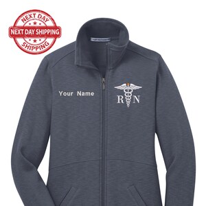 Personalized Embroidery Fleece Jacket for Female RN. Female Nurse Fleece Jacket. Female RN Full Zip Fleece Jacket. Nurse gift. RN gift.