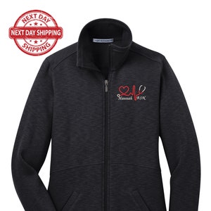 Personalized Embroidery Fleece Jacket for Female RN. Female Nurse Fleece Jacket. Female RN Full Zip Fleece Jacket. Nurse gift. RN gift.
