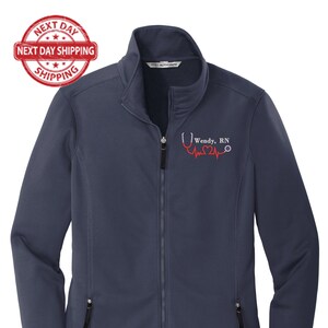 Custom Embroidery smooth Fleece Jacket for Female RN. Female Nurse Fleece Jacket. Female RN Full Zip Fleece Jacket. Nurse gift. RN gift
