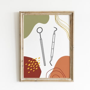 Abstract Dental Art Print, Printable Dental Office Decor, Instant Download Boho Dental Wall Art, Dental Drawing, Dental Poster