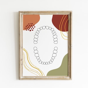Abstract Dental Art Print, Printable Dental Office Decor, Instant Download Boho Dental Wall Art, Tooth Drawing, Dental Poster