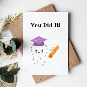Cartão de Graduação em Odontologia. Cartão 5x7 imprimível, download instantâneo.