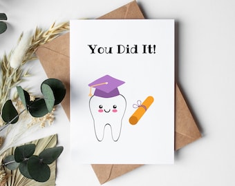 Dental Graduation Card. Printable 5x7 Card, Instant Download.