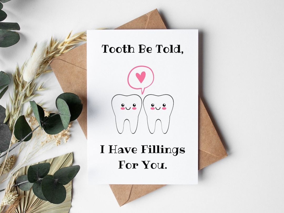 Dental Valentine's Day Card, Tooth Anniversary Card, 5x7 Printable Card