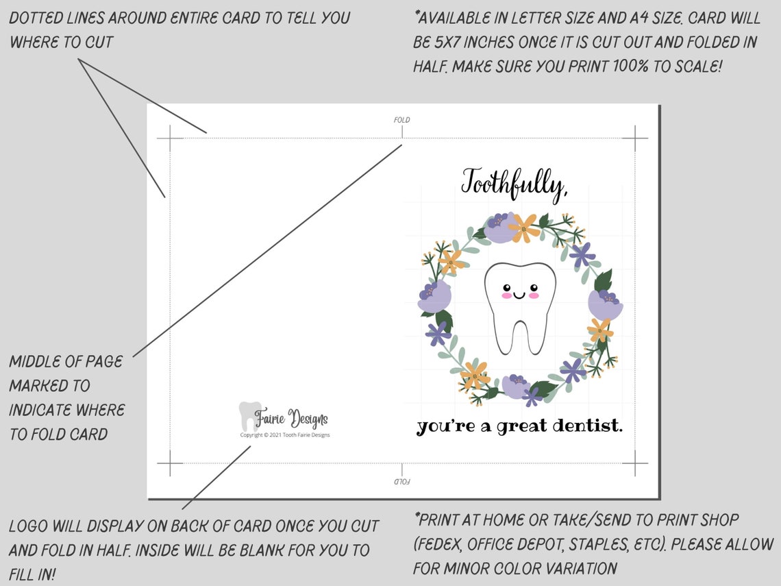 Thank You Card for Dentist Dentist Appreciation Card Etsy