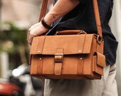 Masterwork - 1970s Vibe, Shoulder bag, Leather messenger bag, Leather Satchel Bag Travel Bag, Christmas gift