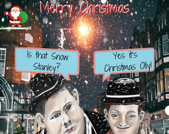Laurel & Hardy Christmas Card with verse