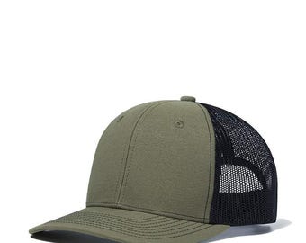 112 Richardson trucker hat with custom engraved leather patch