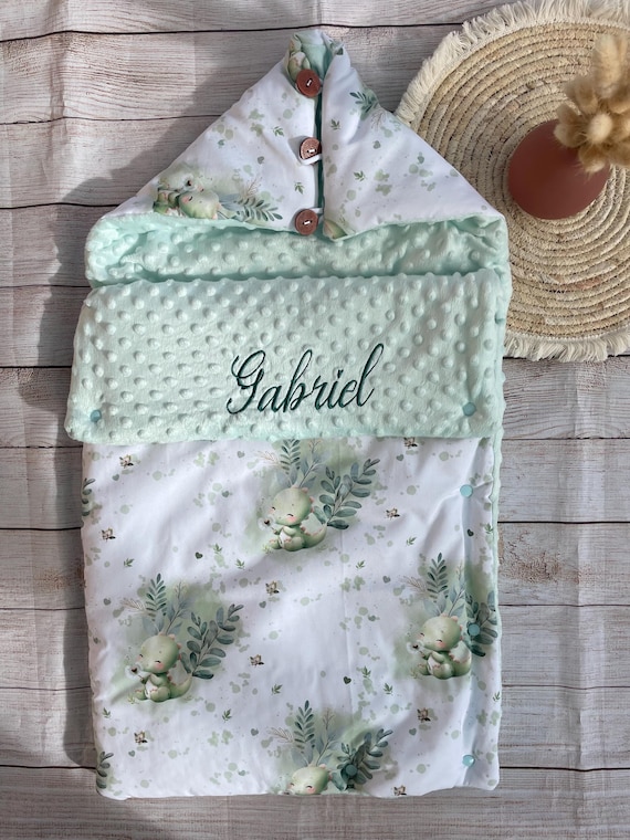 Chancelière bébé personnalisée en coton et minky – cadeau naissance 0/6 mois – couverture bébé fait main France idéale en sortie, promenade