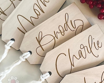 Minimalist Christmas Stocking Name Tags Modern Simple Stocking Tag Personalized Holiday Decor